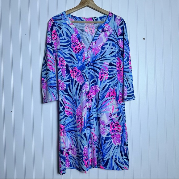 LILLY PULITZER Mr Peacock Blue Tweethearts DAPHNE Tunic Shirt Dress Medium - Picture 4 of 11
